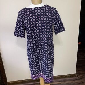 Banana Republic navy and purple floral shift dress 6 Petite
